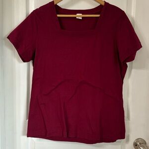 SQUARE NECK BURGUNDY TOP SZ 12